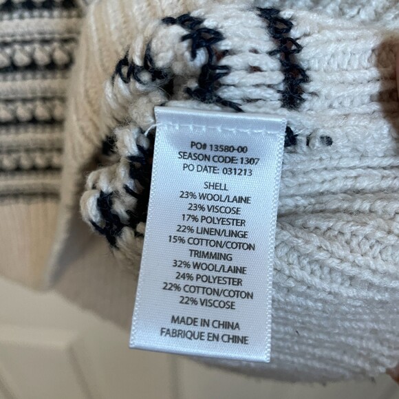 Splendid Hudson Stitch Stripe Pullover Cream Navy sweater - Picture 6 of 11